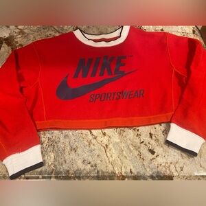 Nike Red and Blue Cropped Sportswear Top